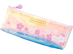 Conjunto 3 Estojos Transparentes Modernos Com Zíper, Estampa Laser, Para Meninas, E Escolas (cinco Flores