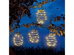 Pacote De Caixa De Lanterna Led Espiral Solar, Luz Solar Decorativa Suspensa Para Jardim, Luz Pendente À Prova Dágua Para Jardim, Pátio, Varanda Zeuxo