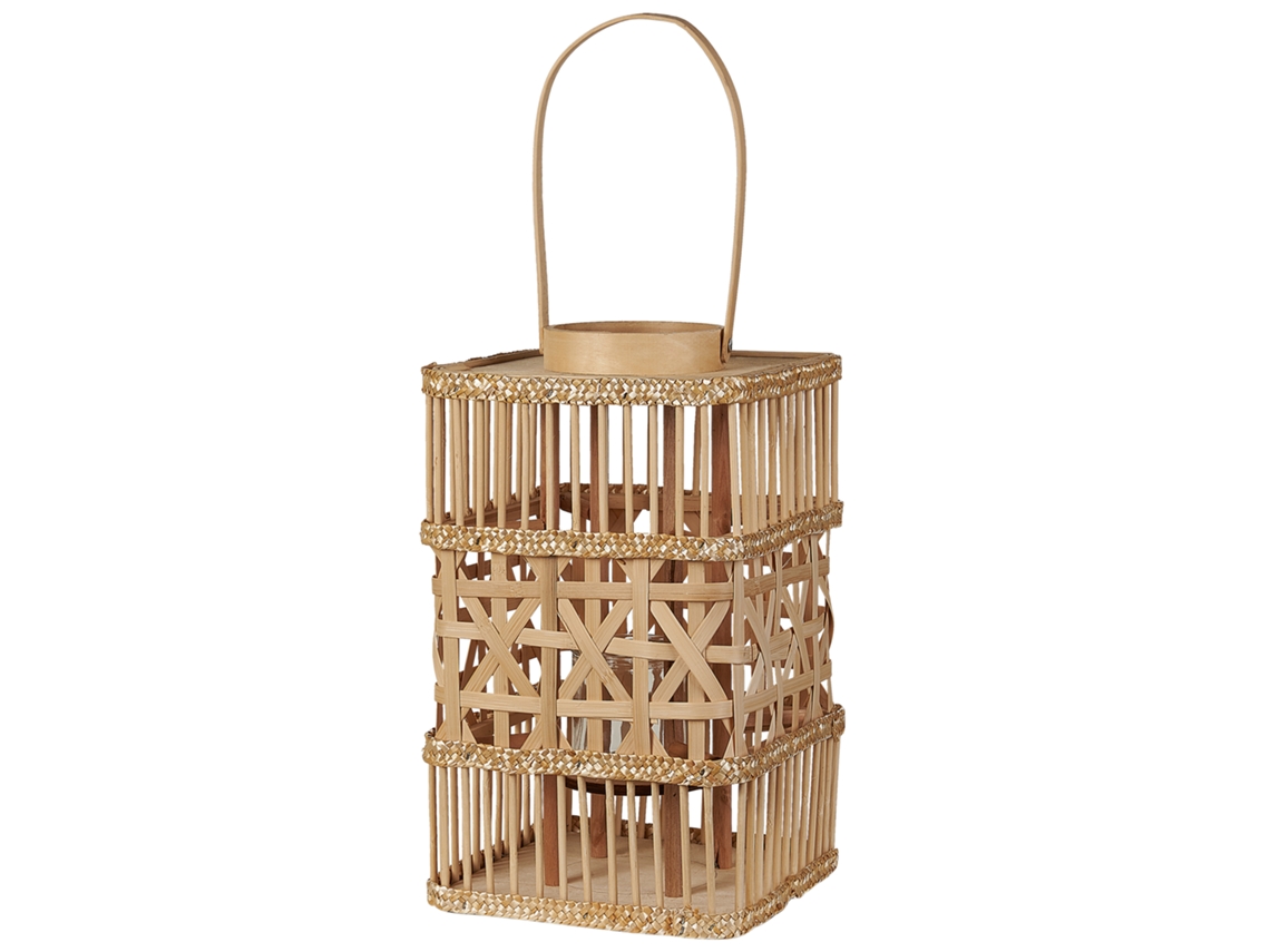 Linterna Decorativa Beliani Lumbis De Bambú Marrón 22x22x54
