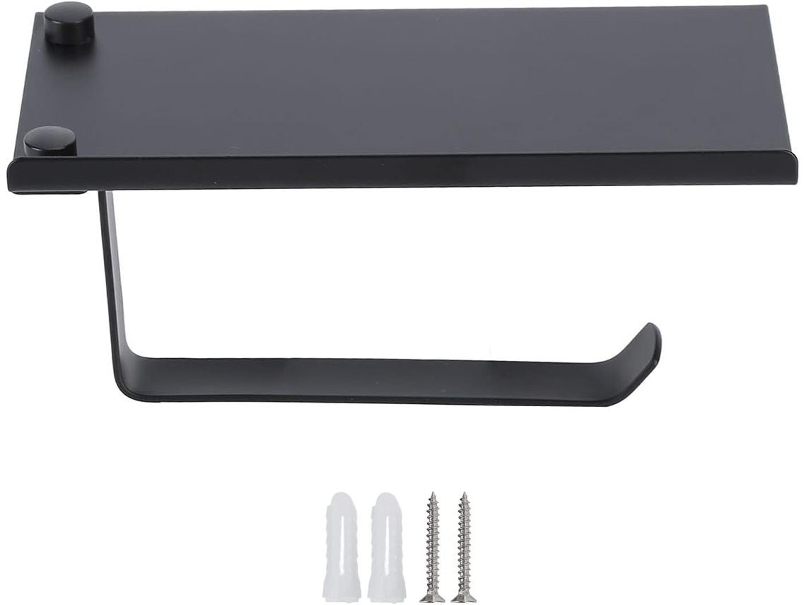 Porta Papel Higiênico, Suporte Para Celular No Banheiro, Aço Inoxidável 304, Preto, Antiferrugem, Resistente Ao Desgaste