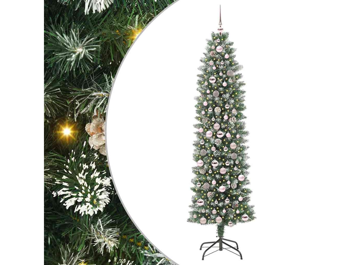 Árvore De Natal Pré Iluminada Vidaxl Verde Pvc (210 Cm)