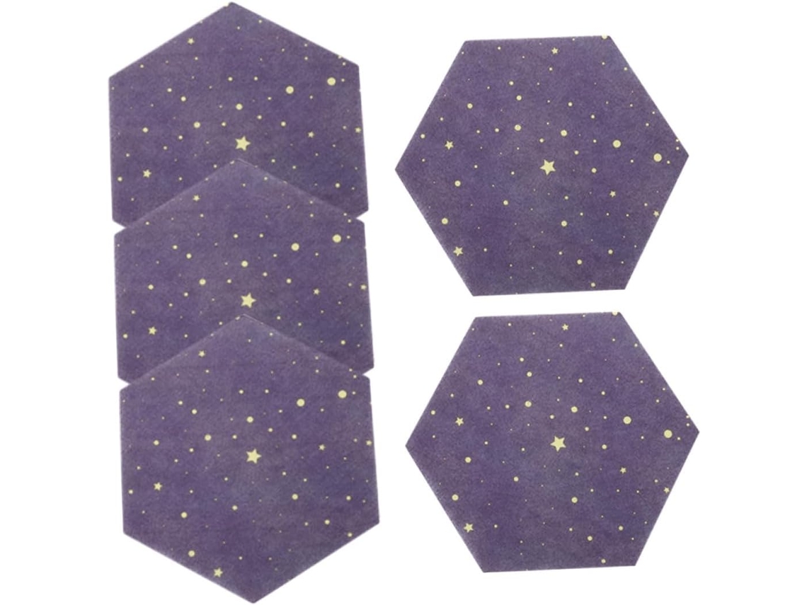 Conjunto de 5 Alipis Quadros Avisos Hexagonais em Feltro Azul, Tapetes Parede Decorativos 3d para Escritório,