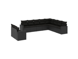 Maison Exclusive - 10 Pcs Conjunto Sofás De Jardim C/ Almofadões Vime Pe Preto