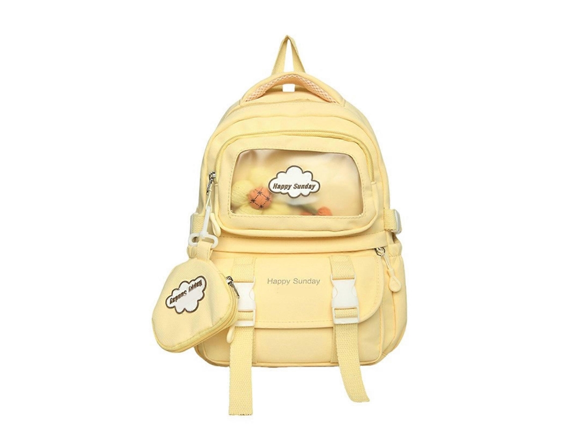 Mochila Feminina Grande, Transparente, Para Estudantes E Escola, Estilo Japonês, Ideal Para Viagens. Amarela.
