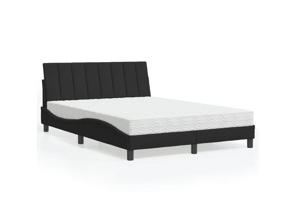 Vidaxl Cama Com Colchão Hanko 140x200 Cm Veludo Preto