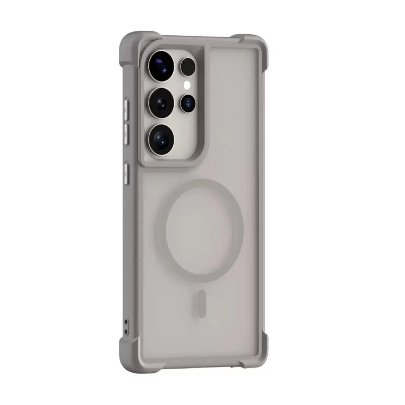 Capa Fosca Para Celular Com Carregamento Sem Fio (cinza) Para Samsung S25 Ultra Com Airbag À Prova De Choque Em Pc.