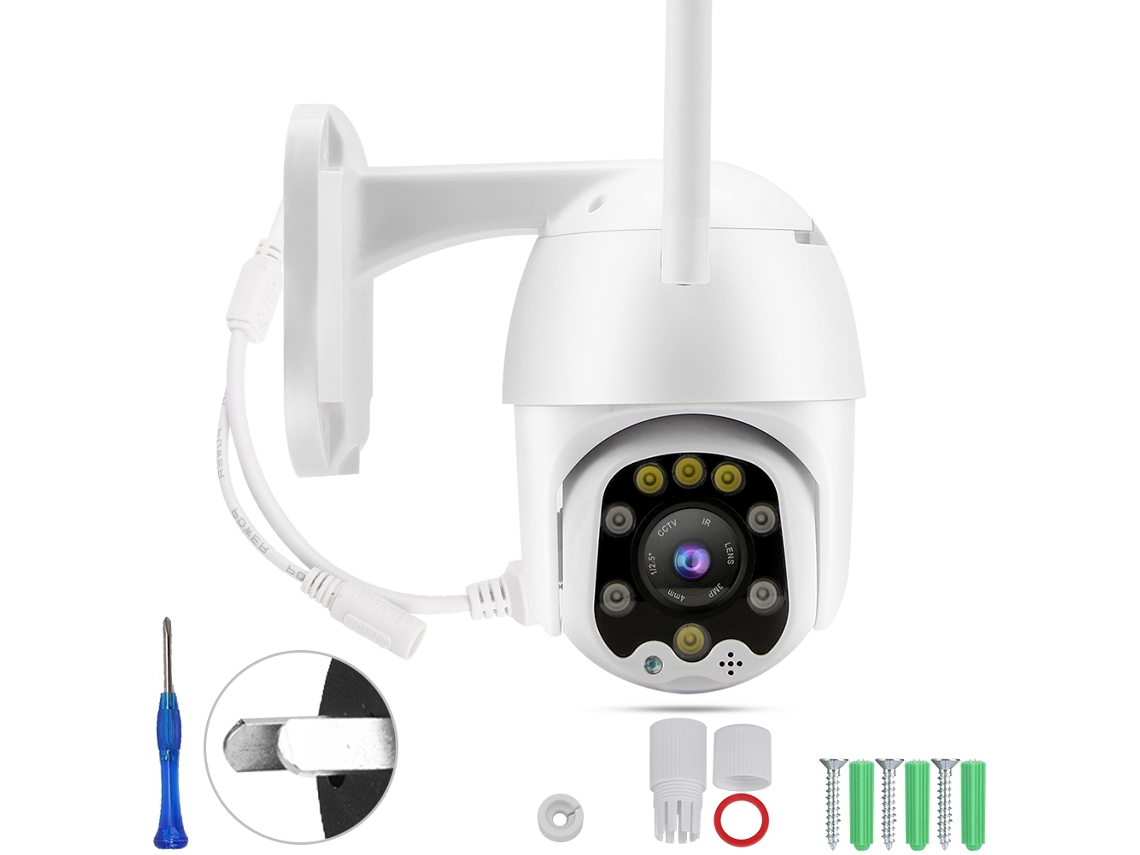 Câmera Ptz Inteligente Wifi Full-color À Prova D'água Ao Ar Livre De 2,5 Polegadas (hd 1080p, 8 Leds De Iluminação Complementar)