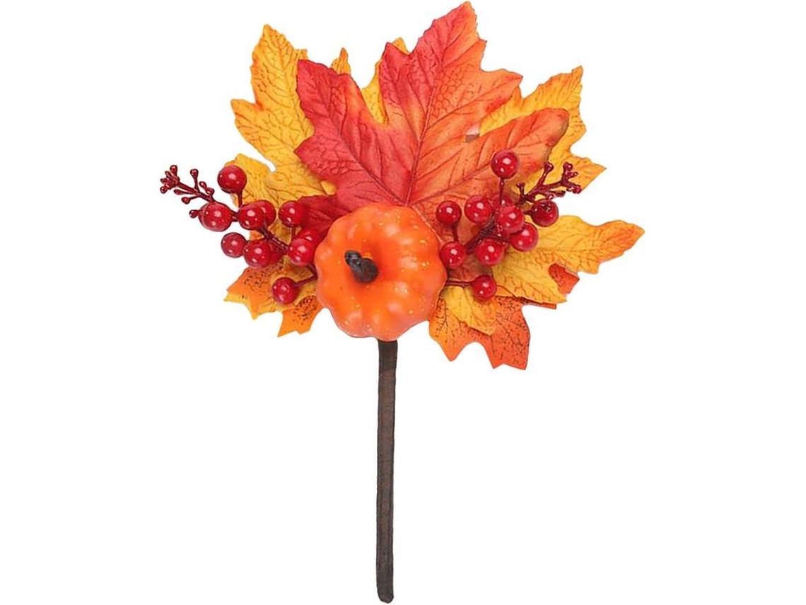 Conjunto de 3 galhos artificiais de abóbora com folhas de bordo para decoração de Halloween e casamentos, 24 cm (9,5 polegadas).
