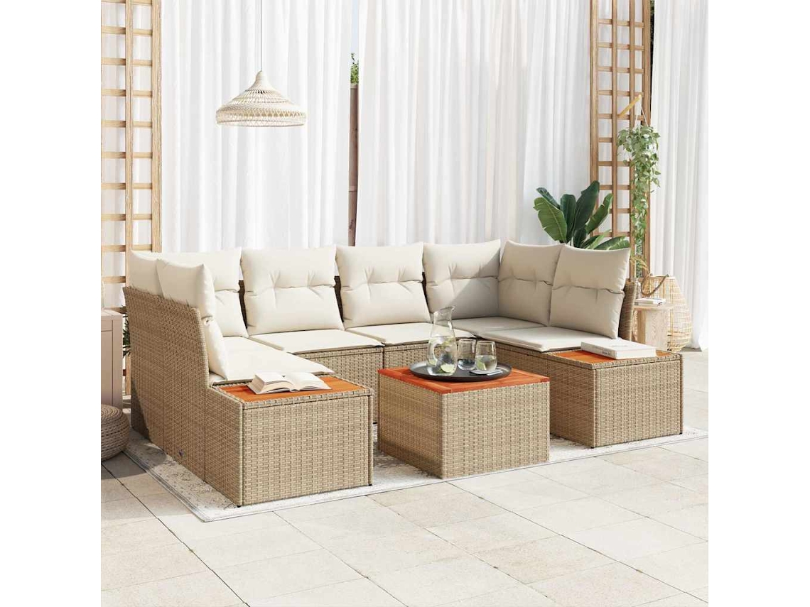 Vidaxl Conjunto De Sofá De Jardim 6 Pcs Bege Rattan Sintético