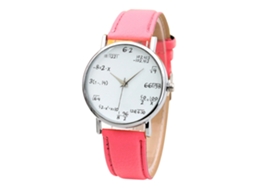 Relógio de Pulso Feminino Simples de Quartzo com Pulseira de Couro Pu Rosa Moda Casual