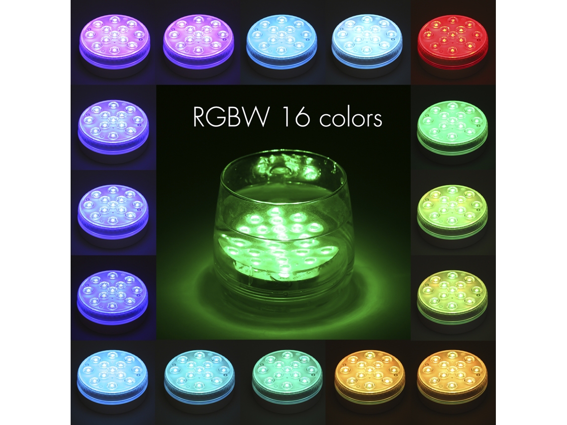 Tomshine Luzes Submersíveis RGBW 16 Cores 13 LEDs Controle Remoto IP68 | S/MARCA