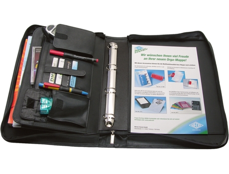 Pasta Organizacional WEDO Din A4 Couro Artificial Granulado Preto