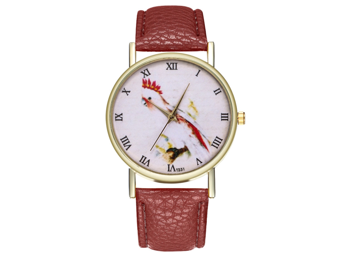 Relógio masculino analógico de quartzo com pulseira de PU, estilo casual (marrom)