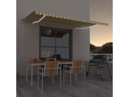 Vidaxl Toldo Retrátil Manual Com Led 500x300 Cm Amarelo E Branco