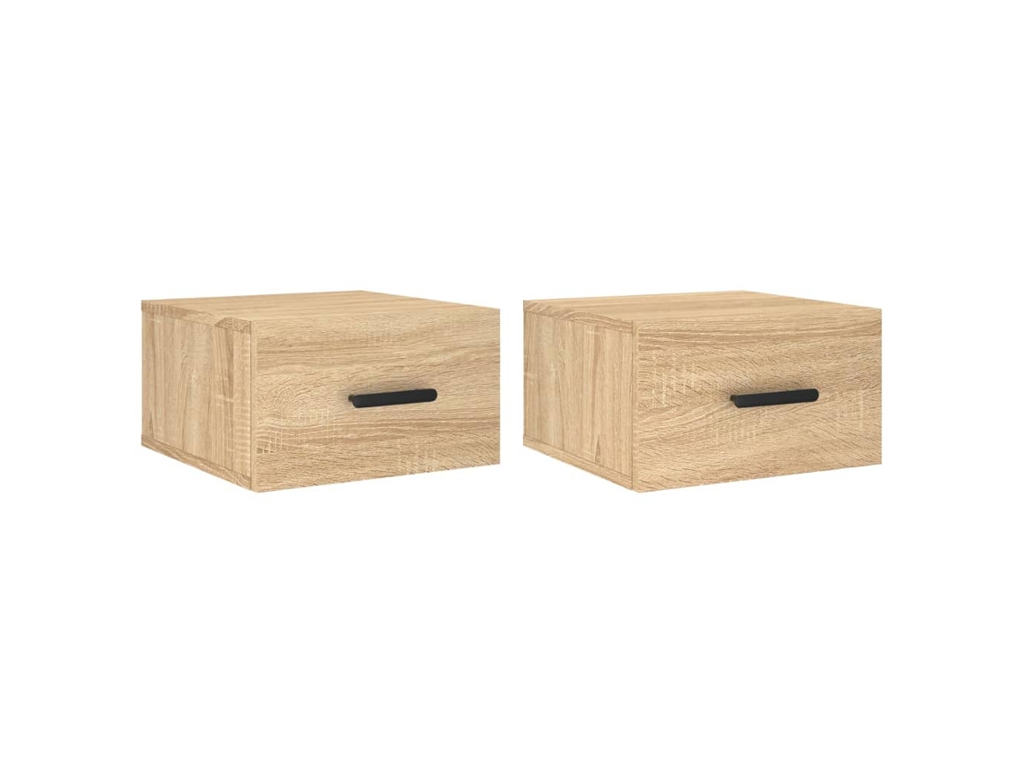 Conjunto de 2 mesas de cabeceira de parede Cor Carvalho Sonoma MAISON EXCLUSIVE (35x35x20 cm)