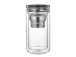 Caneca De Vidro Com Infusor De Chá E Filtro, À Prova De Vazamentos, Grande Capacidade, Resistente Ao Calor, Com Parede Dupla, Ideal Para Casa E Viagen