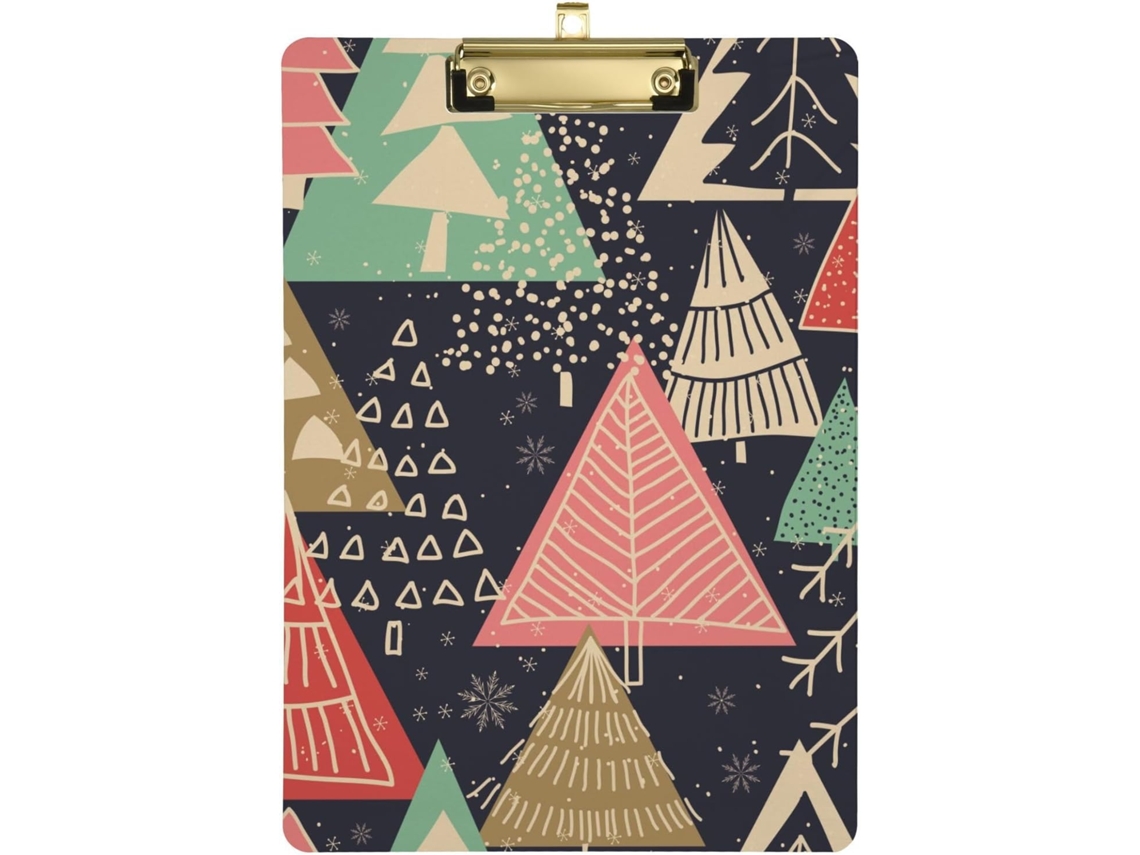 Prancheta com Desenho de Árvore Natal e Furo Padrão 31,8 X 22,9 0,3 Cm Resistente Durável