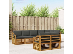 Vidaxl Conjuntos De Sofás Com Almofada 8 Pcs Natural E Antracite
