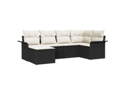 Conjunto 6 Conjunto De Sofá De Jardim Vidaxl Preto Vime Pe (242,5 X 132,5 X 69 Cm)