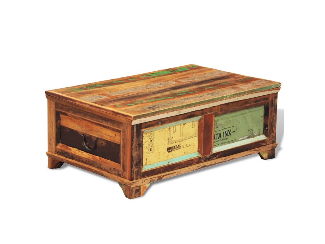 Mesa de Centro HARLANV1 com armazenamento Madeira Reciclada