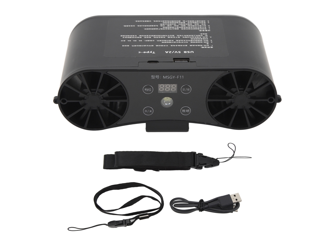 Ventilador Portátil de Cintura com Lanyard 8000mah Preto