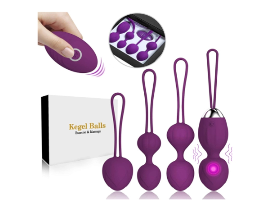 Vibrador bala para mulheres, bolas de peso de 5 peças, silicone flexível, ovos vibratórios sem fio, roxo