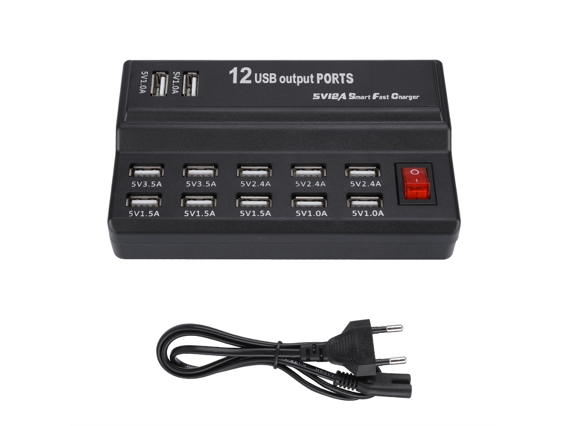 Socket Hub (12 Portas De Carregamento Usb, Carregamento Rápido)