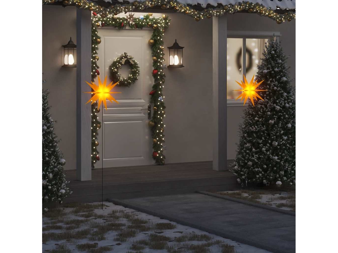 Vidaxl Luz De Natal Com Estaca Led Dobrável 57 Cm Amarelo