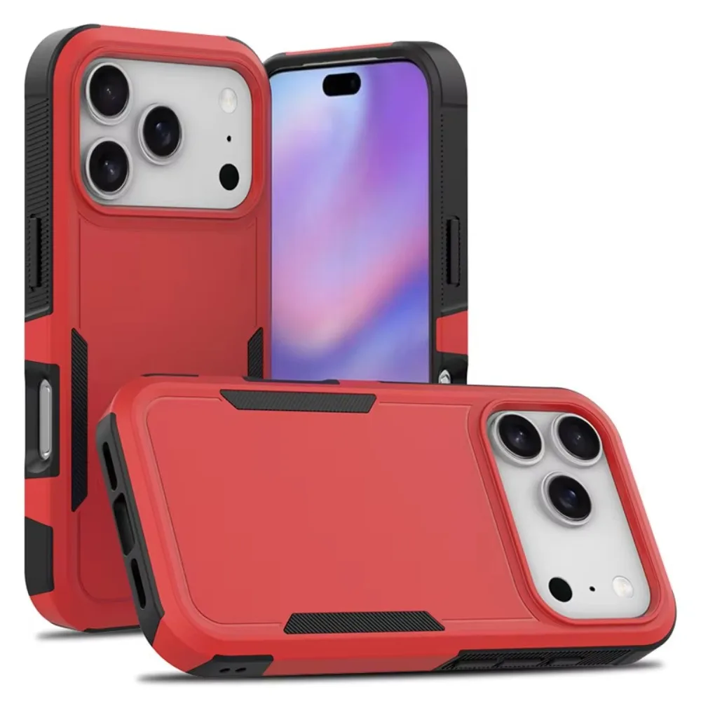 (vermelho, Iphone 17 Pro) Capa Premium Híbrida 2 Em 1 Resistente A Impactos, Com Parte Traseira Reforçada Em Policarbonato
