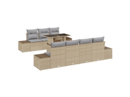 Conjunto 8 Móveis De Jardim Vidaxl Bege Vime Pe (100 X 55 X 73 Cm)
