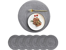 6 Peças de Jogo Americano Tecido Redondo de Pano para Mesa de Jantar Jogo Americano Resistente Ao Calor 36 Cm