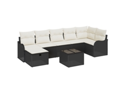 Conjunto 8 Sofá De Jardim Vidaxl Preto Vime Pe (55 X 55 X 37 Cm)