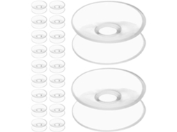 Conjunto De 20 Ventosas Plástico Dupla Face Para Vidro, 30mm De Diâmetro, Com Proteção Transparente Para Uso Em