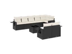 Conjunto de 9 Sofás para Jardim com Almofadões Vime Pe Preto MAISON EXCLUSIVE (9 pcs)