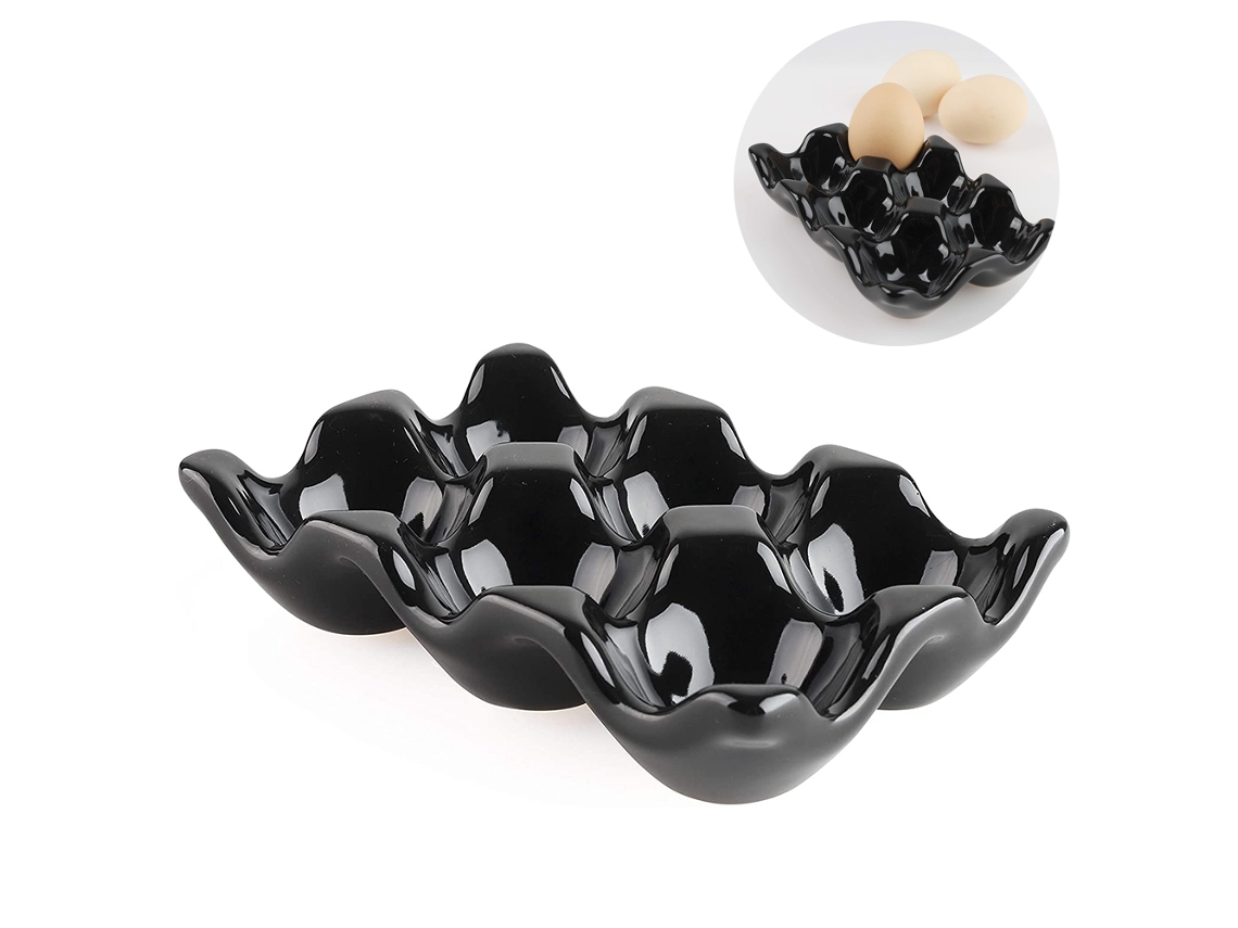 Porta Ovos De Cerâmica, Suporte Decorativo Com 6 Divisórias Para Geladeira, Cozinha Ou Restaurante, Em Porcelana