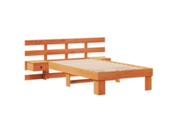 Conjunto 1 Cama De Plataforma Vidaxl Castanho Madeira De Pinho Maciça (90 X 200 Cm)