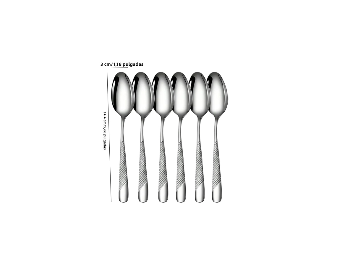 Conjunto De Talheres Silver Star Diamond Em Aço Inoxidável (6 Colheres De Chá) - Faca, Garfo E Colher