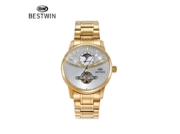 Relógio Masculino Mecânico Esqueleto MDUG (dourado e Branco)