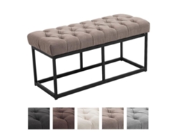 Banco Clp Amun Design Em Tecido Com Base De Metal Preto Mate, Estilo Chersterfield, 100 Cm / Taupe