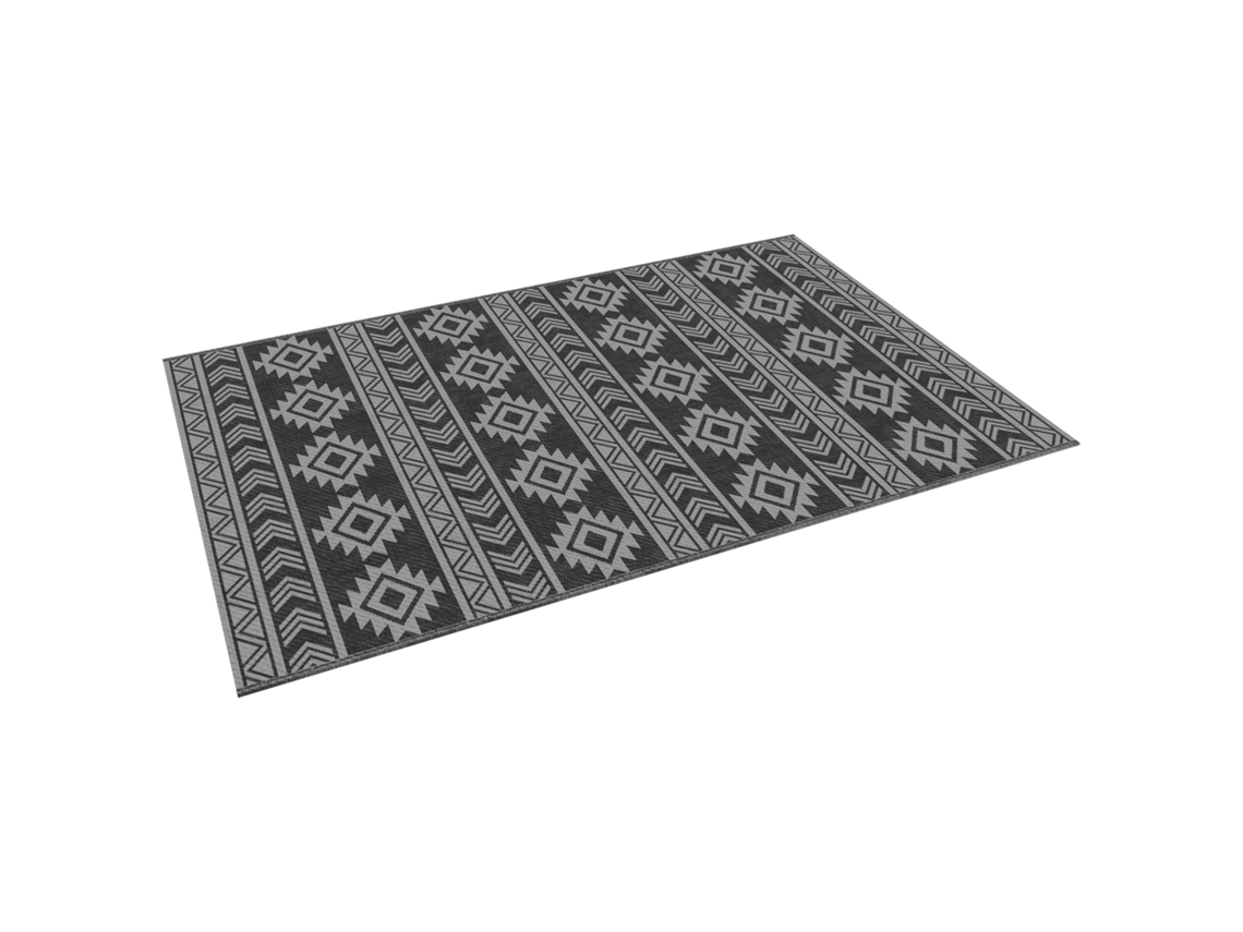 Tapete De Exterior Reversível 182x274 Cm Impermeável Anti-uv Para Viagens Em Caravana Preto E Cinzento