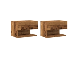 Wall-mounted Bedside Cabinet, Wall-mounted Bedside Cabinets Vidaxl Marrom Madeira Processada (n/a)