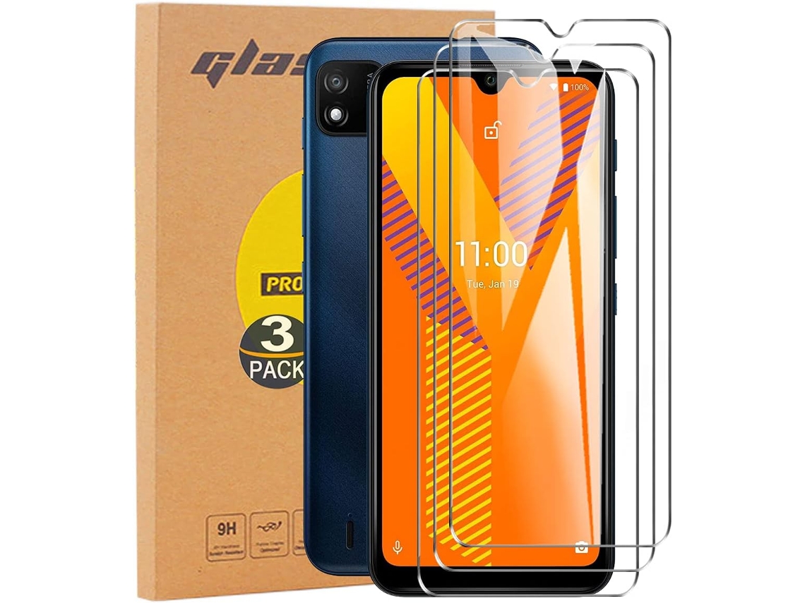 Película de Ecrã Puro Sem Bolhas Antiarranhões Antiimpressão Digital para Wiko Y62 HONGWE. Vidro Temperado