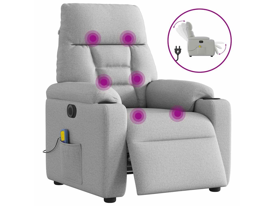 Poltrona de massagens elétrica VIDAXL Cinzeto Tecido