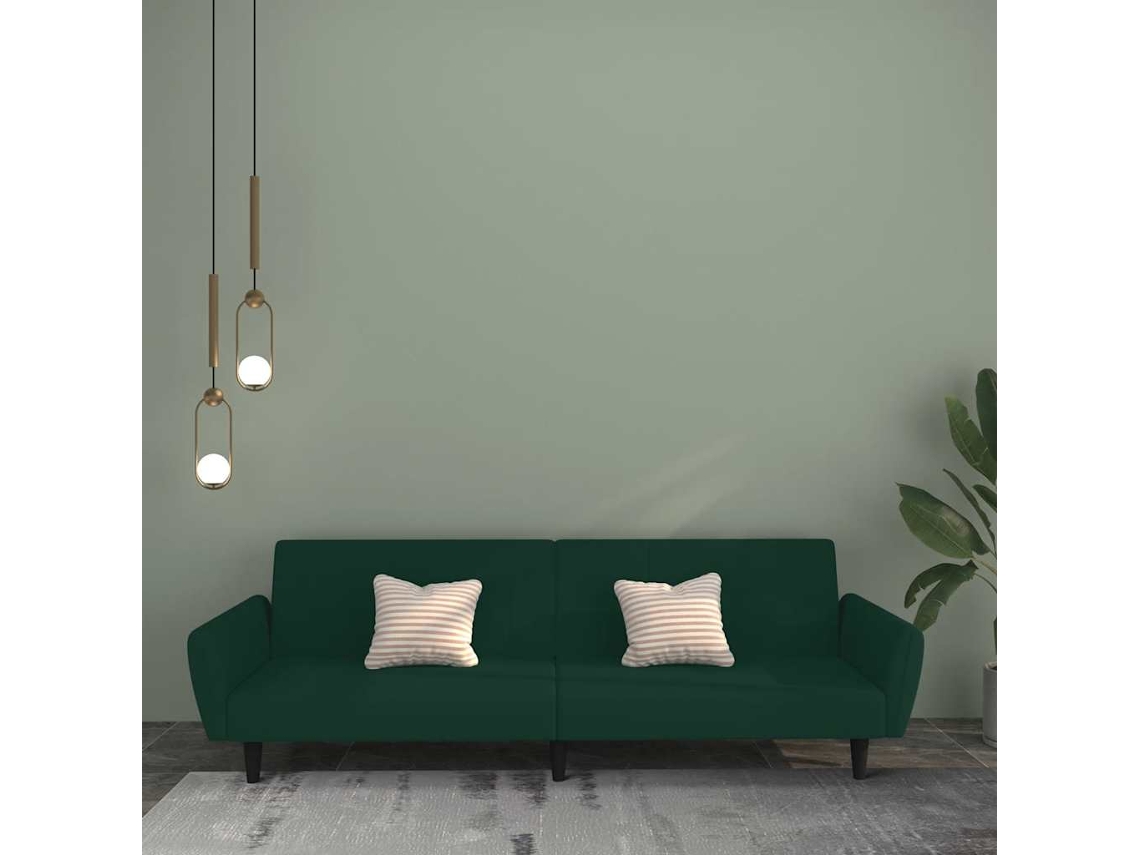 Vidaxl Sofá-cama De 2 Lugares Veludo Verde-escuro