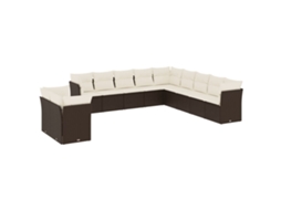 Conjunto de 11 Sofás de Jardim C/ Almofadões Vime Pe Castanho MAISON EXCLUSIVE (11 pcs)