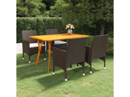 5 Pcs Conjunto De Jantar Para Jardim Marrom Dkd Home Decor