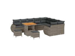 Conjunto 12 Sofá De Jardim Vidaxl Cinzento Vime Pe (80 X 80 X 71 Cm)