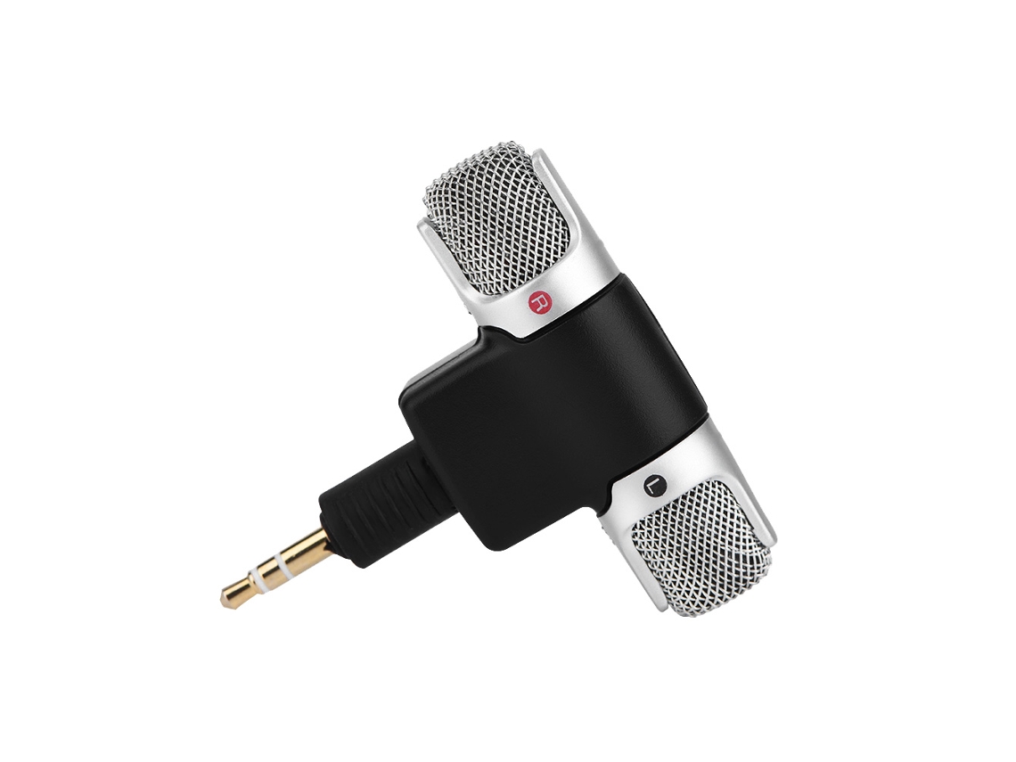 Mini microfone estéreo com plugue de 3,5 mm banhado a ouro para PC, laptop, câmera CHABERLU