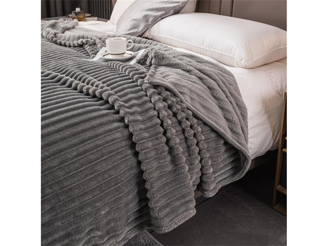 Manta de Flanela Macia Fansu Cor Sólida Quente e Grossa Ideal para Cama Sofá em Todas as Estações 127x152cm, M