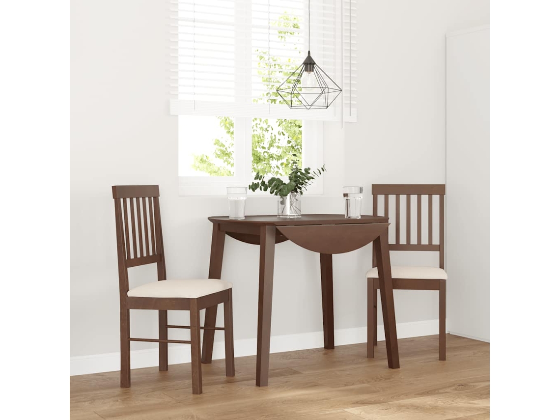 Vidaxl Cadeiras De Jantar Com Almofadões 2 Pcs Madeira Maciça Castanho